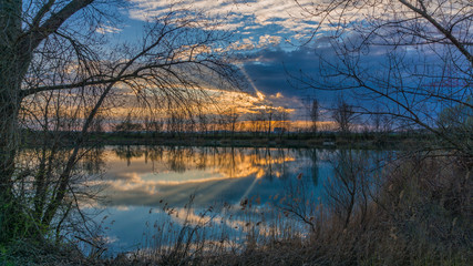 Sonnenaufgang am Teich