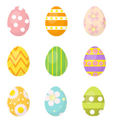 Easter eggs set of icons, design elements. Isolated on white background. Vector illustration