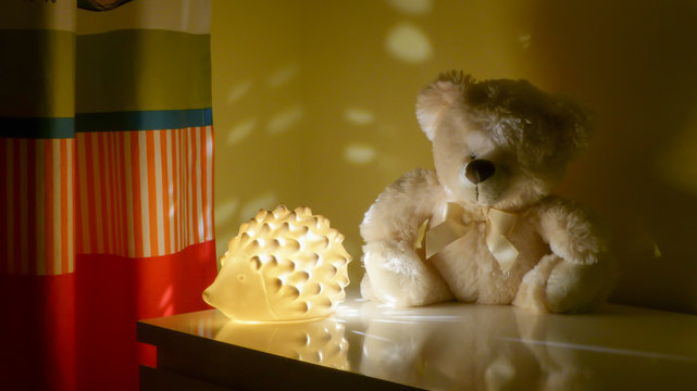 Kids Room concept - night lamp with teddy bear - sweet dreams - safe, warm room