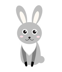 Cute bunny icon, flat style.Rabbit isolated on white background. Vector illustration, clip-art