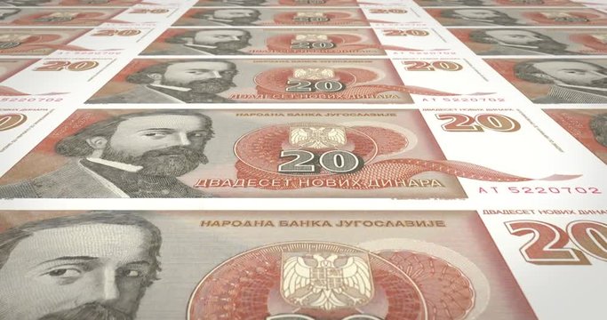 Banknotes of twenty Yugoslav dinar of the old Yugoslavia, cash money