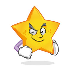Confident star mascot, star character, star cartoon vector 
