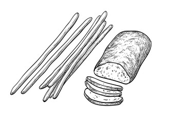 Ciabatta and bread sticks.