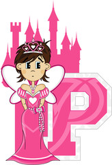 P is for Princess Alphabet Learning Illustration