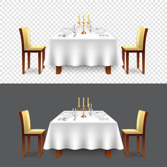 Luxury restaurant table for two isolated vector