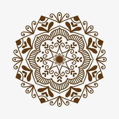 Henna tattoo brown mehndi flower template doodle ornamental lace decorative element and indian design pattern paisley arabesque mhendi embellishment vector.