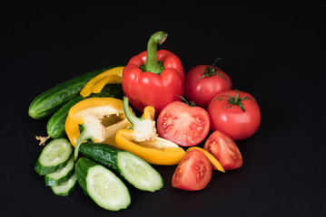 vegetables isolated on a black background