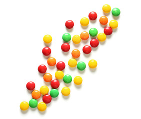 Delicious candies on white background