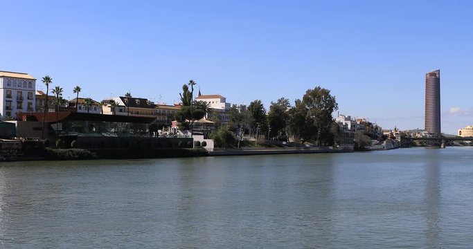 4K UltraHD Scene along the Guadalquiver River in Seville