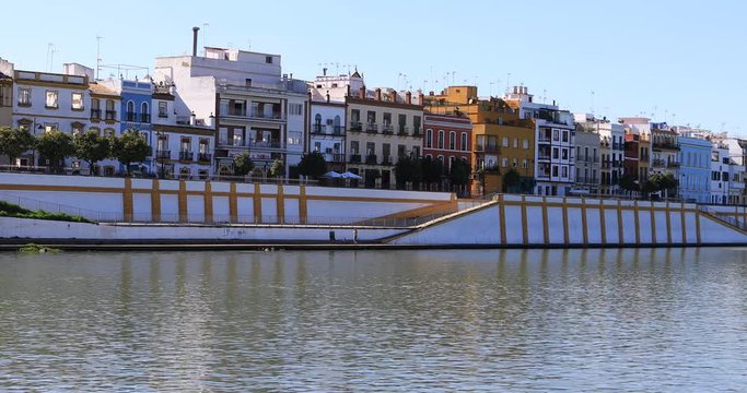 4K UltraHD Scene along the Guadalquiver River in Seville, Spain