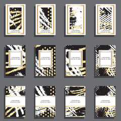 Fototapeta na wymiar Vector illustration set of artistic universal cards. Brush textures. Design for Flyers, Posters, Invitations, Brochures. Creative Templates. Abstract Modern Style, Wedding, birthday holiday party