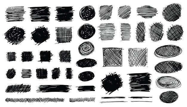 Hand Drawn Shaded Scribble Shapes