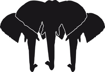 bunt 3 silhuette umriss schwarz logo design elefant kopf gesicht gemalt