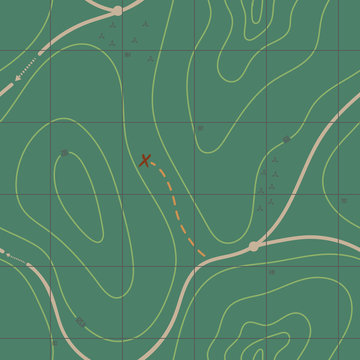 Seamless Vector Pattern Of Topographic Map.