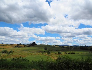 Landscape New Zealand clouds and blue sky