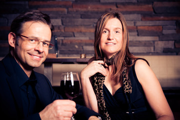 Adult Couple Having A Glass Of Wine