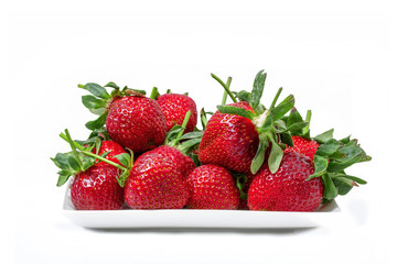 Strawberries on white   background  