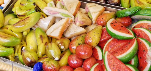 detail of marzipan at market