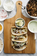 Carnitas Tacos with Cilantro Cream Sauce