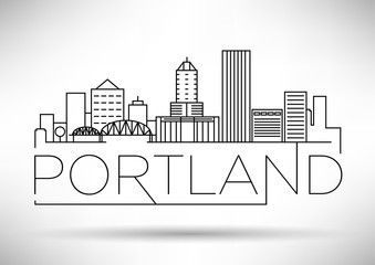 Minimal Portland Linear City Skyline with Typographic Design