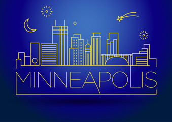 Fototapeta premium Minimal Minneapolis Linear City Skyline with Typographic Design