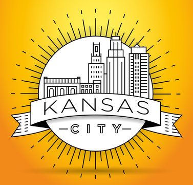 Minimal Kansas Linear City Skyline with Typographic Design