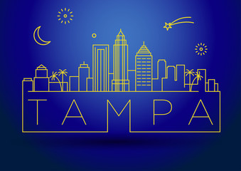 Minimal Tampa Linear City Skyline with Typographic Design