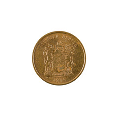 1 south african cent coin (1999) reverse isolated on white background