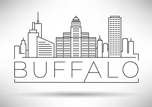 Minimal Buffalo Linear City Skyline with Typographic Design