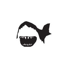 Shark head with open mouth. Shark sign icon.