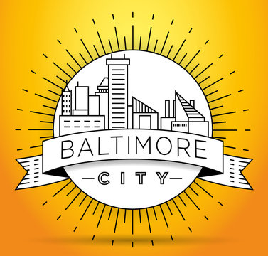 Minimal Baltimore Linear City Skyline with Typographic Design