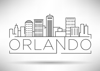 Minimal Orlando Linear City Skyline with Typographic Design