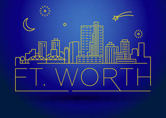 Minimal Ft. Worth Linear City Skyline with Typographic Design