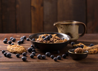 muesli with honey and blueberry