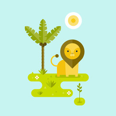 Tapirs with tropical background. Vector flat illustration