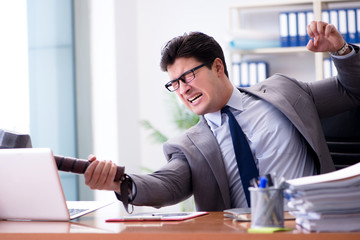 Fototapeta premium Angry aggressive businessman in the office