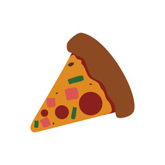 pizza slice pepperoni cheese vector icon illustration