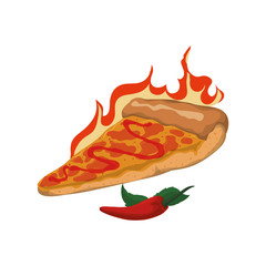 pizza slice spicy sauce icon illustration
