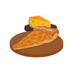pizza slice cheese mozzarella cheddar vector icon illustration