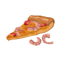 pizza seafood shrimp slice vector icon illustration