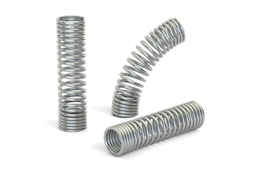 set of steel helical coil springs, 3D rendering
