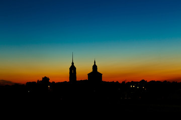 Church silhouette at sunset