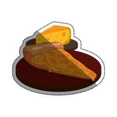 pizza slice cheese mozzarella cheddar vector icon illustration