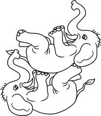 2 freunde team zirkus kunststück spaß trick spielen klein elefant lustig comic cartoon spaß lachen