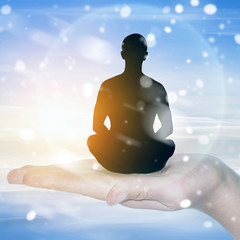 Man meditating in Lotus position