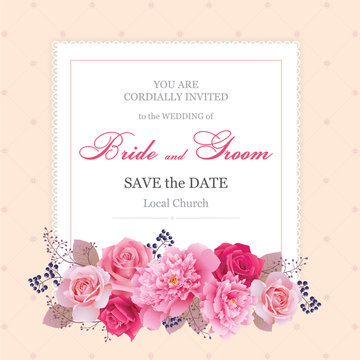 Wedding floral template collection.Wedding invitation, thank you card, save the date cards. Vector illustration. EPS 10