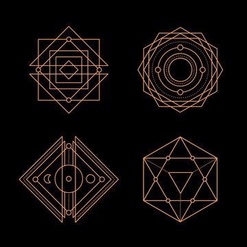 Sacred geometry. Alchemy, religion, philosophy, hipster elements. Geometric shapes. Vector illustration.