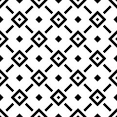 Abstract rhombus seamless pattern in diagonal arrangement. Retro design vector background. Black ornaments isolated on white background.