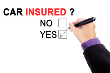 Hand with question of car insured