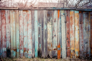 Old painted wooden fence